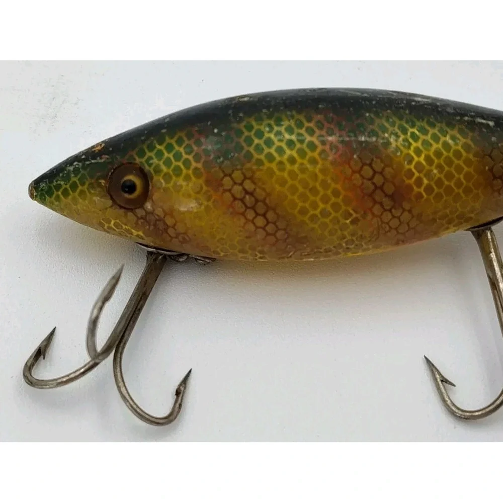 1915-29 HEDDON DOWAGIAC Lure TAD POLLY WOOD GLASS EYES ANTQ VTG RARE BR8.0PA2162